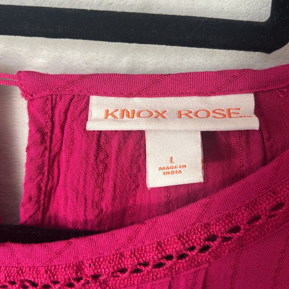 Knox Rose Top Pink Short Sleeve Round Neck Eyelet Embroidered Top Size Large - Picture 4 of 16
